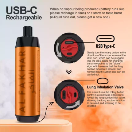 2025 Bestseller AL FAKHAR 15000 Züge F18S Einweg E-Zigarette mit 22 ml E-Liquid und Mesh-Kern – Pfirsich Eis Geschmack (3)