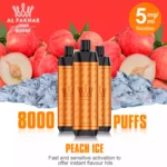 2025 Bestseller AL FAKHAR 8000 Züge F18 Einweg E-Zigarette 600 mAh Akku 18 ml E-Liquid – Pfirsich Eis Flavours (1)