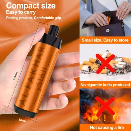 2025 Bestseller AL FAKHAR 8000 Züge F18 Einweg E-Zigarette 600 mAh Akku 18 ml E-Liquid – Pfirsich Eis Flavours (3)