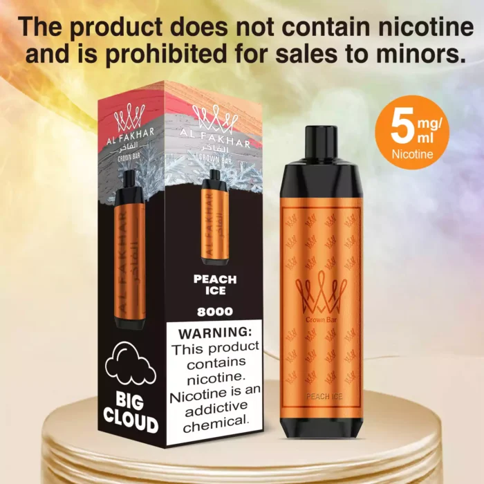 2025 Bestseller AL FAKHAR 8000 Züge F18 Einweg E-Zigarette 600 mAh Akku 18 ml E-Liquid – Pfirsich Eis Flavours (5)