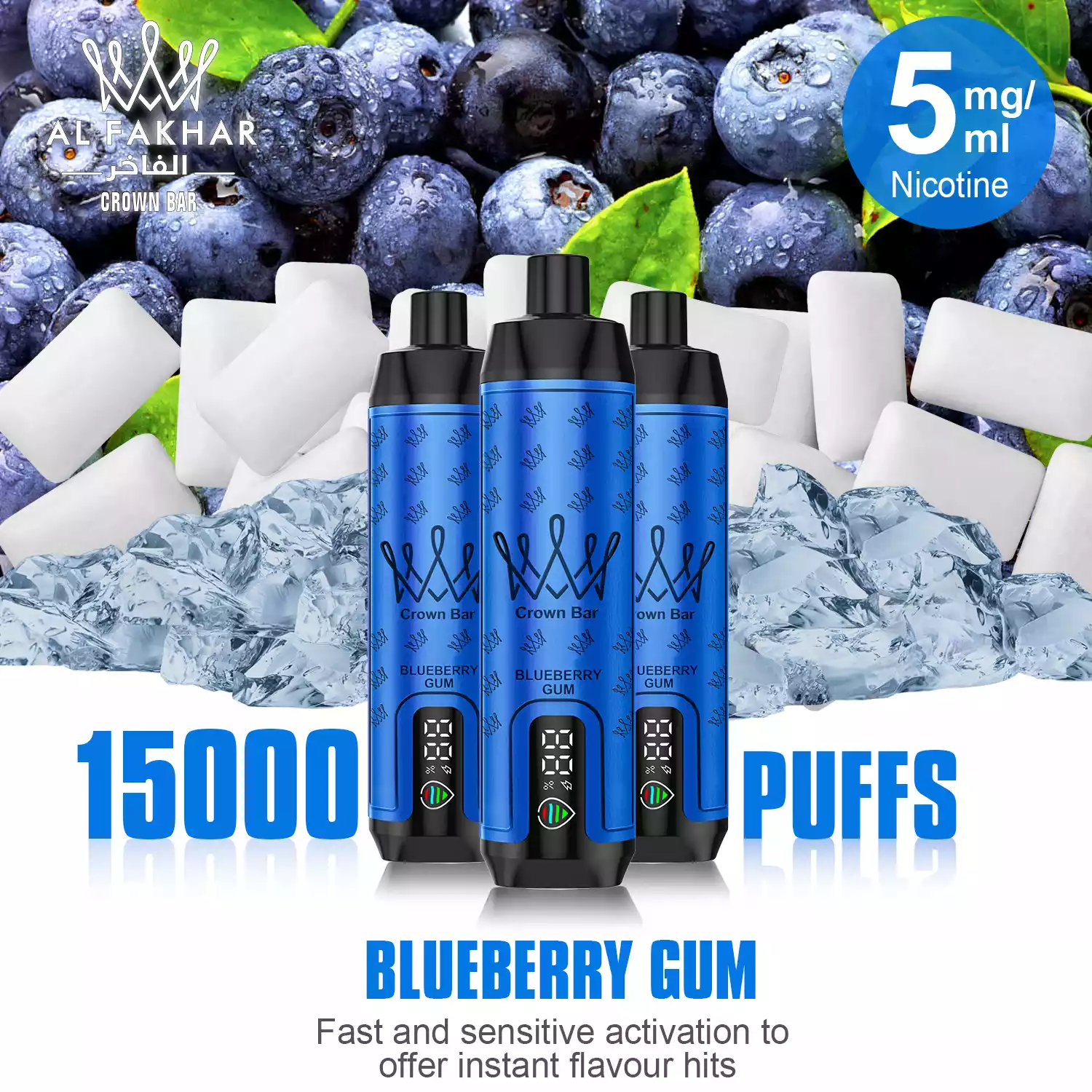 2025 Neu AL FAKHAR 15000 Züge F18S Einweg E-Zigarette mit 600 mAh Akku und Mesh-Kern – Blaubeere Kaugummi Geschmack (5)