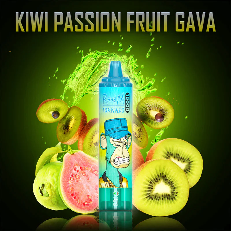 5 bis 7 Tage Lieferung RandM Tornado 15000 Züge Einweg E-Zigarette mit Akku wiederaufladbar – Kiwi Passionsfrucht Guave Geschmack (2)