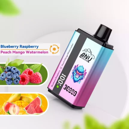 ANU 30000 Züge Blaubeere Himbeere & Pfirsich Mango Wassermelone E-Zigaretten Original Fabrik Großhandel Höchste Qualität Rascher Versand 0% 2% 3% 5% niedriger Nikotingehalt