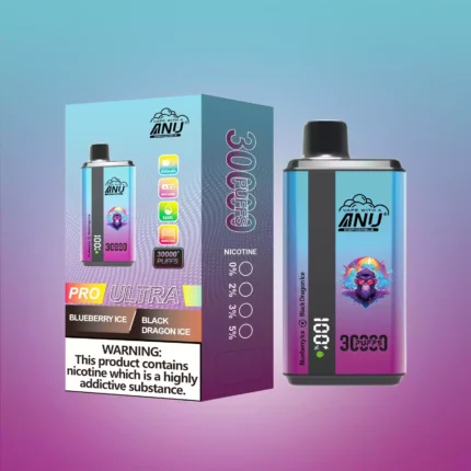 ANU 30000 Züge Doppelt Blaubeere Eis & Schwarzer Drachen Eis Einweg E-Zigaretten Fabrik Großhandel Premium Qualität Schneller Versand 0% 2% 3% 5% niedriger Nikotingehalt