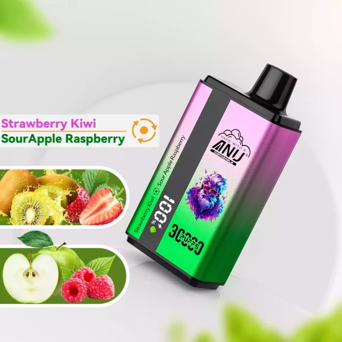 ANU 30000 Puffs doppio Kiwi fragola e lampone mela acida E-sigarette Fabbrica originale all'ingrosso di alta qualità Sapore eccellente Consegna rapida 0% 2% 3% 5% basso contenuto di nicotina