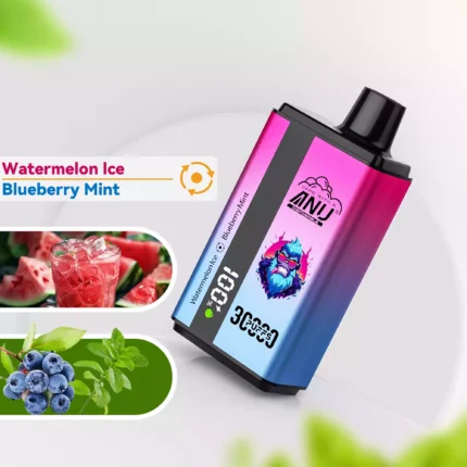 ANU 30000 Züge Wassermelone Eis & Blaubeere Minze 0% 2% 3% 5% niedriger Nikotingehalt Einweg E-Zigaretten Hersteller Großhandel Premium Qualität Guter Geschmack Schnelle Lieferung1