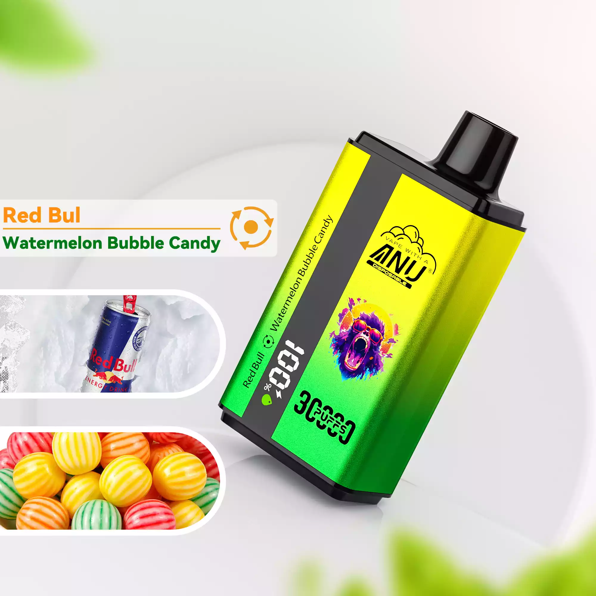 ANU 30000 Züge Red Bull & Wassermelone Bonbon Vape Einweg Gerät Hersteller Direktverkauf Großhandel Erstklassige Qualität Prompte Lieferung 0% 2% 3% 5% niedriger Nikotingehalt