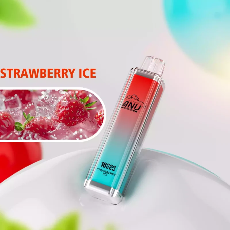 ANU Crystal 10000 Züge Erdbeere Eis E-Zigaretten Fabrik Großhandel Premium Qualität Hervorragender Geschmack Rascher Versand 0% 2% 3% 5% Niedriger Nikotingehalt (3)