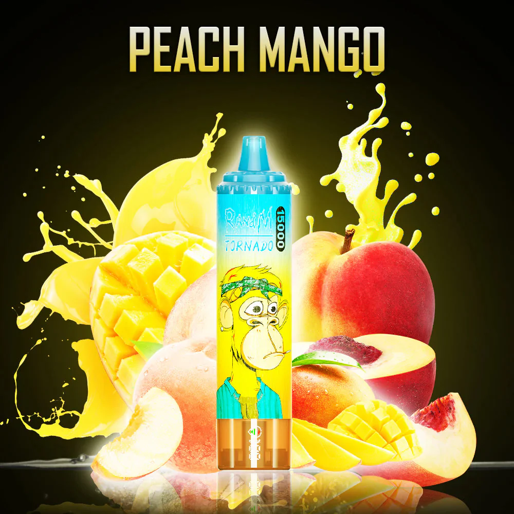 Direkt vom Hersteller RandM Tornado 15000 Züge Einweg E-Zigarette mit 25 ml E-Liquid – Pfirsich Mango Geschmack (2)