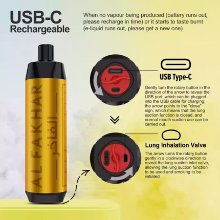 Einzelverkauf AL FAKHAR 15000 Züge F18S Einweg E-Zigarette mit 0.5% Nikotin und 600 mAh Akku – Mango Geschmack (2)