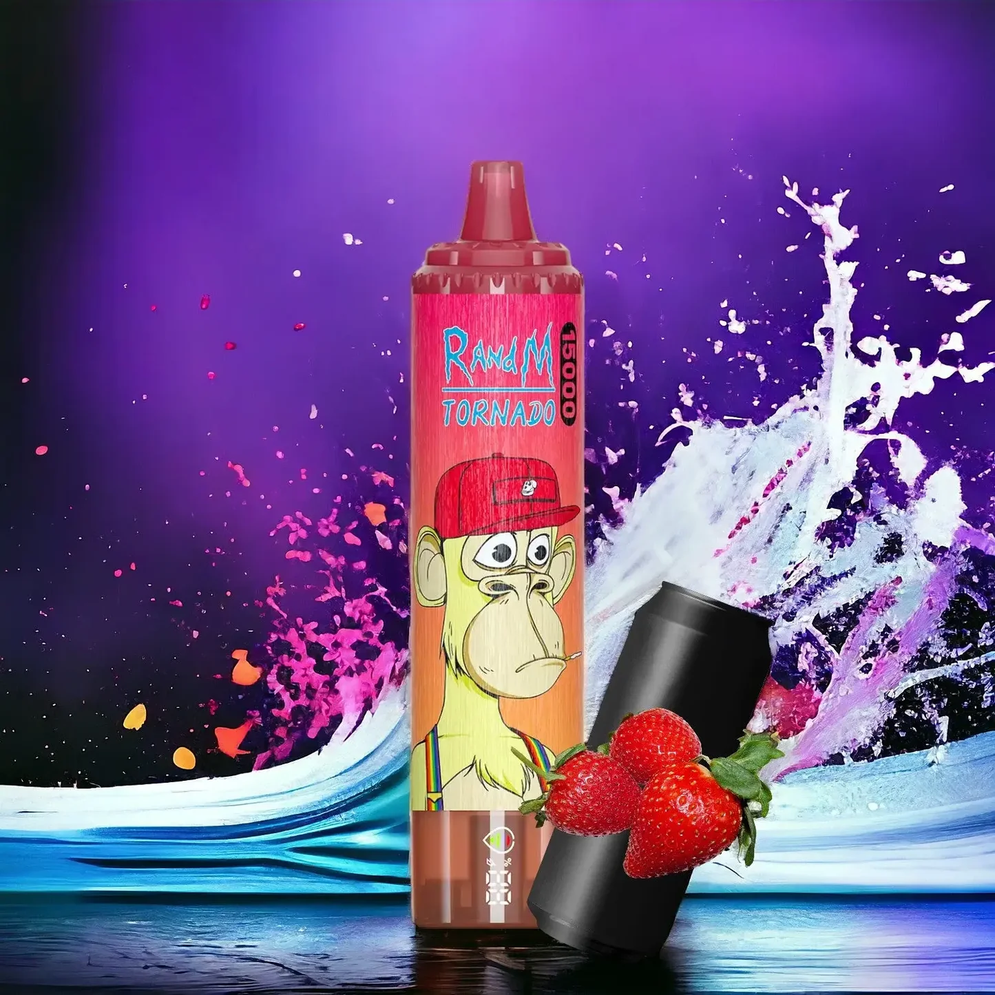Einzelverkauf RandM Tornado 15000 Züge Einweg E-Zigarette mit 0 % 2 % 3 % 5% Nikotinsalz und 25 ml E-Liquid – Erdbeere Red Bull Geschmack (1)