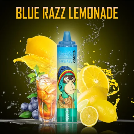 Einzelverkauf RandM Tornado 15000 Züge Einweg E-Zigarette mit Akku wiederaufladbar – Blau Razz Limonade Geschmack (1)