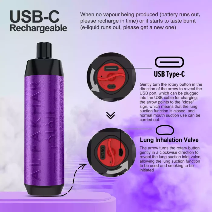 Schnelle Lieferung AL FAKHAR 15000 Züge F18S Einweg E-Zigarette mit 22 ml E-Liquid und Typ-C Ladeanschluss – Magische Liebe Geschmack (3)
