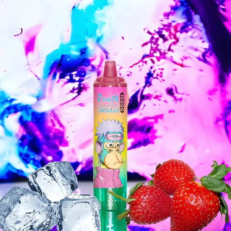 Consegna rapida RandM Tornado 15000 puff monouso e-sigaretta con 0 % 2 % 3 % 5% sale di nicotina - gusto fragola ghiaccio (1)