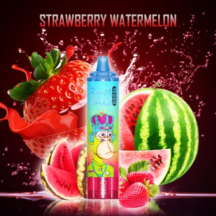 Schnelle Lieferung RandM Tornado 15000 Züge Einweg E-Zigarette mit 25 ml E-Liquid – Erdbeere Wassermelone Geschmack (2)
