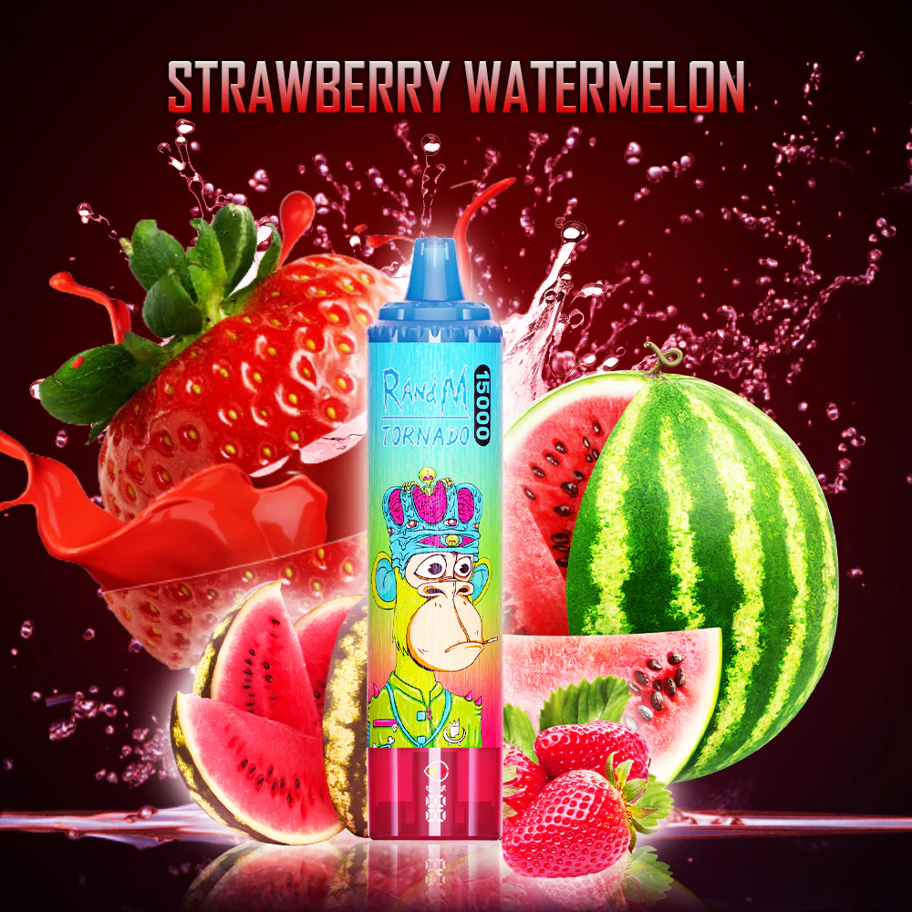 Schnelle Lieferung RandM Tornado 15000 Züge Einweg E-Zigarette mit 25 ml E-Liquid – Erdbeere Wassermelone Geschmack (2)